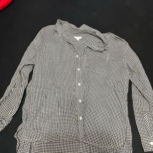 J. Jill Black and White Checkered Button Down Shirt